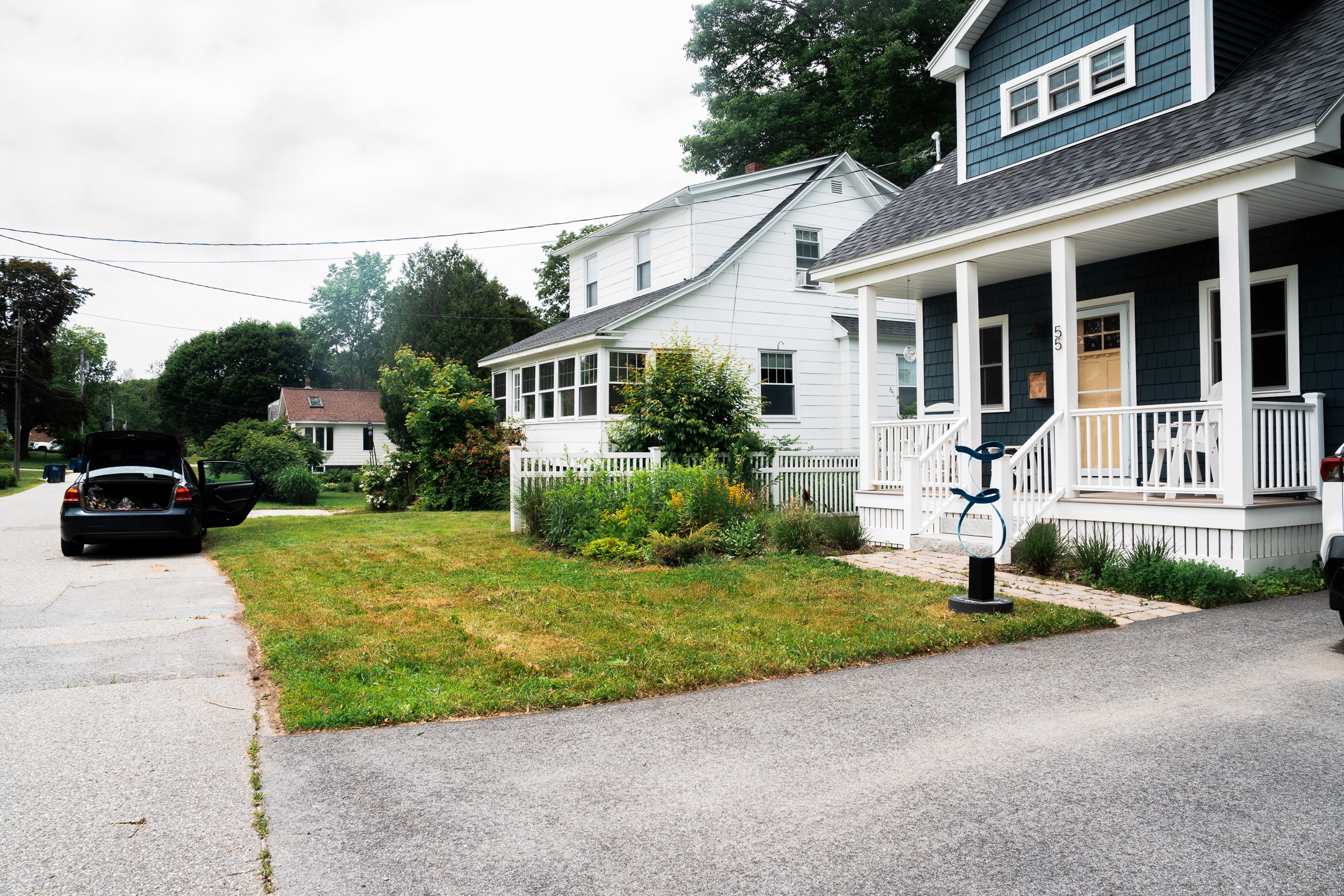 Residential property after lawn care service